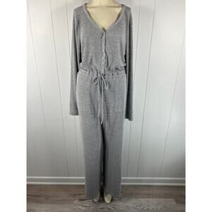 Love by Gap Softspun Ribbed Cozy gray jumpsuit with long sleeves in size XL